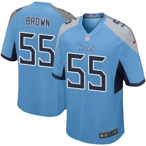 Men Tennessee Titans 55 Jayon Brown Nike Light Blue Game NFL Jersey
